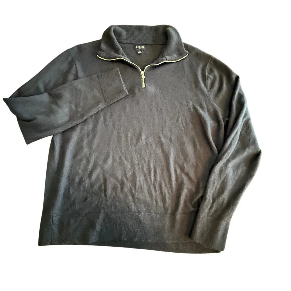 J Crew‎ Mens Navy Blue Quarter Zip Sweater XL Merino Wool 1/4 Zip